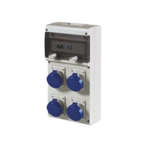 Caja combinada p/4 tomacorrientes 2x16A+T 250V IP67 6h 4term. 2P Block
