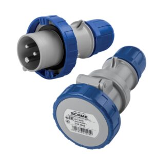 Tomacorriente aéreo + enchufe industrial 2x16A+T 250V IP67 6h Optima