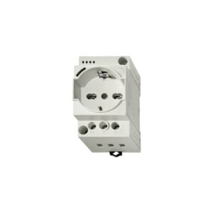 Tomacorriente para riel Schuko 2x16A+T 230V IP20 con LED RAL7035
