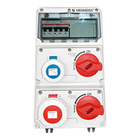 CAJA COMBINADA AMAXX IP67 1 TOMA 2P + T 16A 250V CBLOQ.MEC. DUO 1 TOMA 3P+N+T 16A 415V C1 INTERRUPT.TERMO 2X16A C1 INTERRUPT.TERMO 3X16A