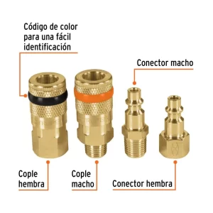 Conector y Acoples Rapidos Para Compresoras 4 und Truper