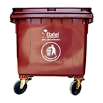 Contenedor Ebriel con 4 Ruedas 1100L Marrón