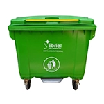 Contenedor Ebriel con pedal con 4 Ruedas 660L Verde